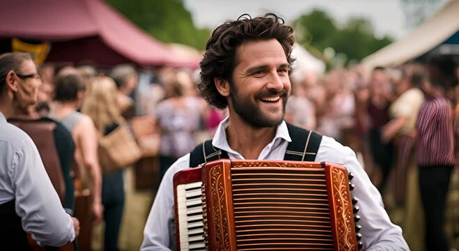 German man playing the accordion.