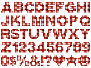 ラインストーン、文字、赤