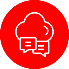 Cloud Messaging Vector Line White Circle Red