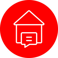 Home Message Vector Line White Circle Red