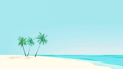 Obraz premium Three palm trees growing on idyllic tropical beach paradise