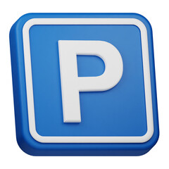 parking sign 3d icon isolated on the transparent background
