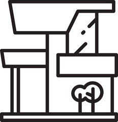 Modern Building Line Icon