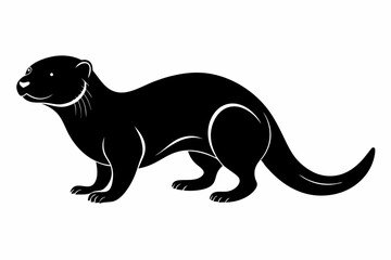 otter silhouette, otter line art black white vector illustration


