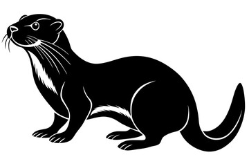 otter silhouette, otter line art black white vector illustration

