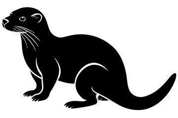 otter silhouette, otter line art black white vector illustration

