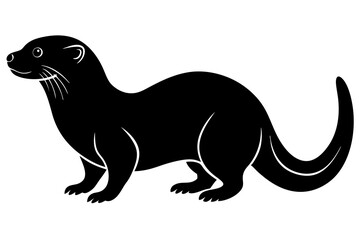 otter silhouette, otter line art black white vector illustration

