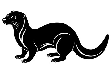 otter silhouette, otter line art black white vector illustration

