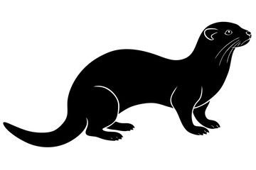 otter silhouette, otter line art black white vector illustration

