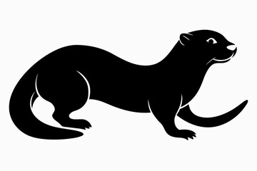 otter silhouette, otter line art black white vector illustration

