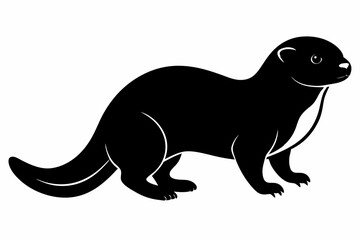 otter silhouette, otter line art black white vector illustration

