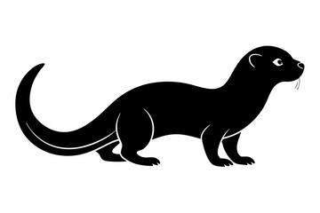 otter silhouette, otter line art black white vector illustration

