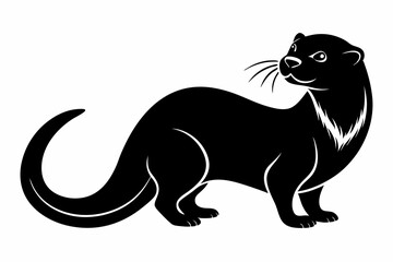 otter silhouette, otter line art black white vector illustration

