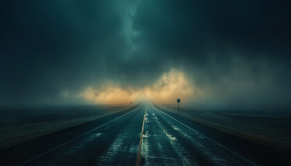 Recreation of a lost highway road a cloudy day