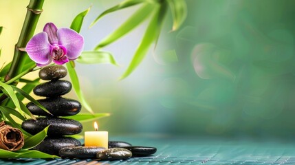 Zen Spa Atmosphere with Orchid and Stones