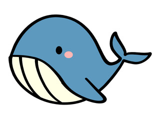 かわいいクジラのキャラクターイラスト素材
