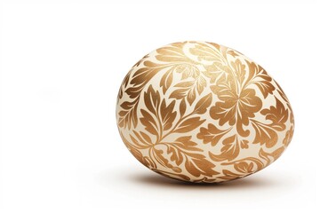 Obraz premium Luxurious Golden Leaf Pattern Egg on White Background