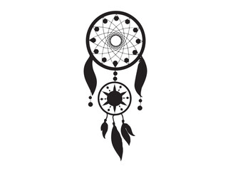 Dream catcher silhouette in isolated on white vector