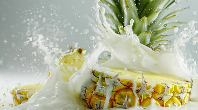 a very refreshing combination of pineapple and milk. seamless looping time-lapse virtual 4k video Animation Background.