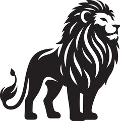 Fototapeta premium Lion silhouette isolated on white background. black and white vector