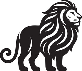Lion silhouette isolated on white background. black and white vector