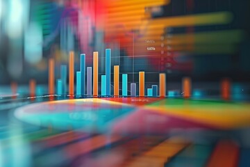 Fototapeta premium Vibrant Data Visualization with Bar and Pie Charts