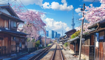 Fototapeta premium Springtime Urban Rails