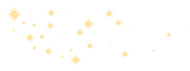 Gold Glowing Star Pattern Border. Transparent Christmas Lights Stars
