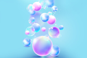 Beautiful modern crystal glass abstract bokeh with geometric circle soft light purple on blue background for Graphic Business technology digital design illustration web template backdrop bubbles