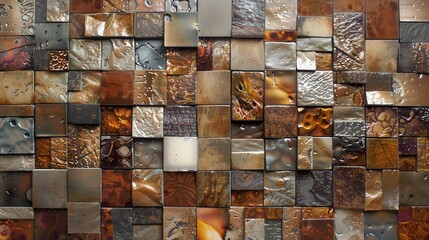 Mixed material mosaic backsplash