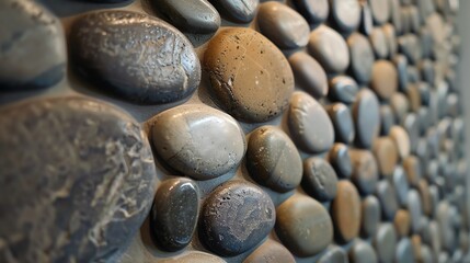 Natural pebble backsplash