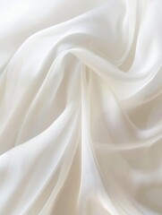 Obraz premium White background, flowing white silk waves creating an ethereal and dreamy abstract wallpaper, soft lighting accentuating the texture of the fabric 