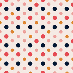 Polka dots seamless pattern. Small colored dots on a beige background. Simple pastel design for fabric, textile, paper, cover and etc.