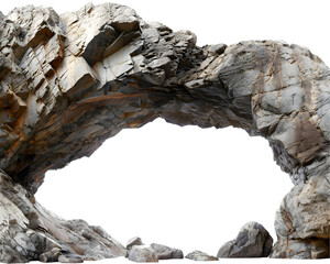Big empty rock cave with a wide entrance on transparent background