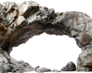 Big empty rock cave with a wide entrance on transparent background