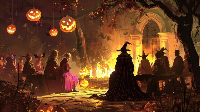 Enthralling Halloween Storytelling Session at Festive Party Gathering