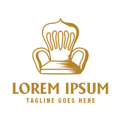 Luxury Golden Queen King Princess Wooden Chair Illustration