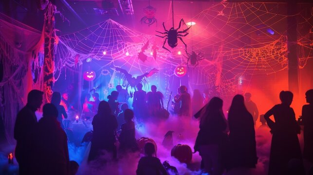 Spooky Halloween Costume Contest with Haunting Decor and Festive Participants
