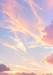 Fototapeta premium 夕日の風景と美しく色づく雲