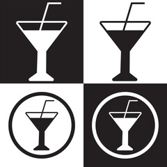 Drink glasses file and line icon. Wineglass icon set. Champagne glass. Vector illustration. EPS 10