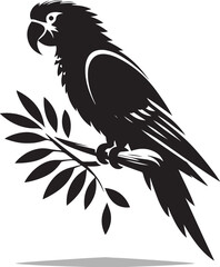 Graceful Parrot Silhouette: A Vibrant Winged Beauty in Bold Contours and Elegant Form Against a Dazzling Sunset Sky