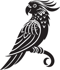 Graceful Parrot Silhouette: A Vibrant Winged Beauty in Bold Contours and Elegant Form Against a Dazzling Sunset Sky