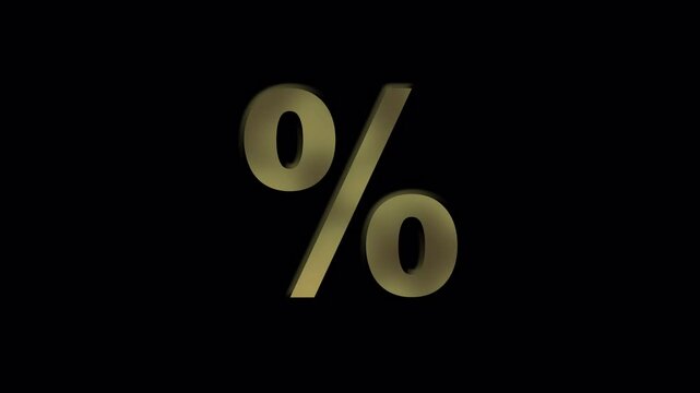 Liquid Gold Chrome 3D Percent Percentage icon logo symbol [4K]