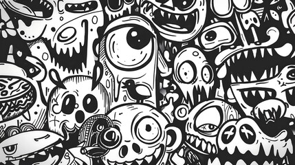black and white doodle background