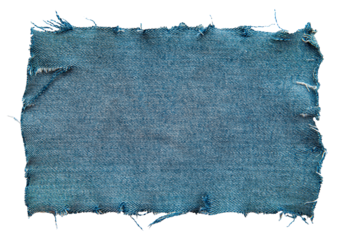 Piece of torn denim on a white background. Denim texture