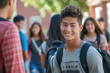 Fototapeta premium Teenage Fun at School: Yard Adventures