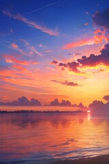 美しくグラデーションする夕焼けの風景