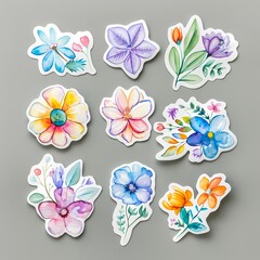 Watercolor floral and book-themed stickers, perfect for decorating notebooks, journals, and planners.