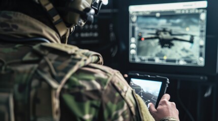 Digital Battlefield: Soldier with Drone Screen