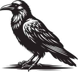 Mysterious Raven Silhouette: A Dark, Majestic Figure Soaring Through the Twilight Sky, Symbolizing Wisdom, Freedom, and Transformation in Its Bold, Shadowed Form